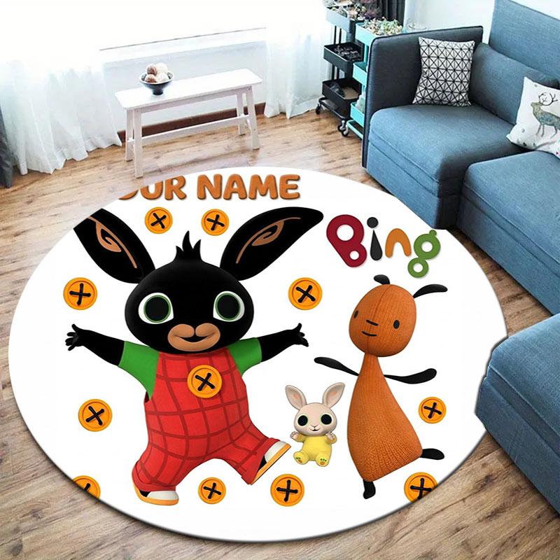 Bing Custom Name Round Area Rug,Carpet Rug for Living Room Bedroom Sofa Playroom Decor,Non-slip Floor Mat