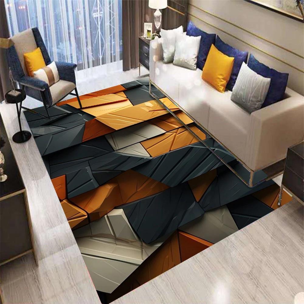 Ретро Цвет Геометрия Клетчатый Ковер Гостиная Спальня Балкон Диванный Столик Придверный Коврик Нескользящий Машинная Стирка Ковер Домашний Декор