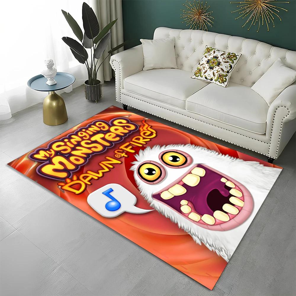 Ковер My Singing Monsters Видеоигра Мультфильм 3D для Дома Гостиной Спальни Дивана Прихожей Декор, Ковер Зональный Нескользящий Коврик для Пола
