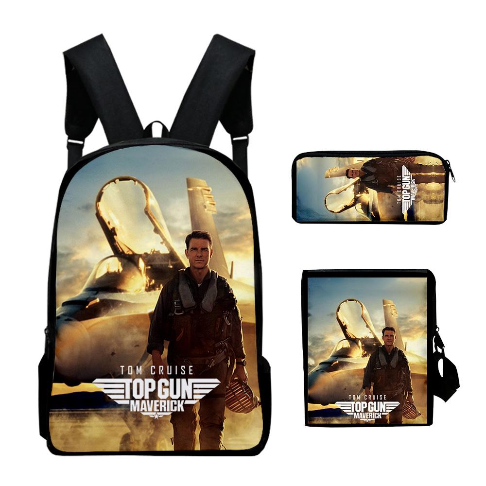 Классический Популярный Top Gun Maverick 3D Печать 3 шт./Комплект ученический Школьные сумки Рюкзак для ноутбука Ежедневный рюкзак Наклонная сумка через плечо Пенал