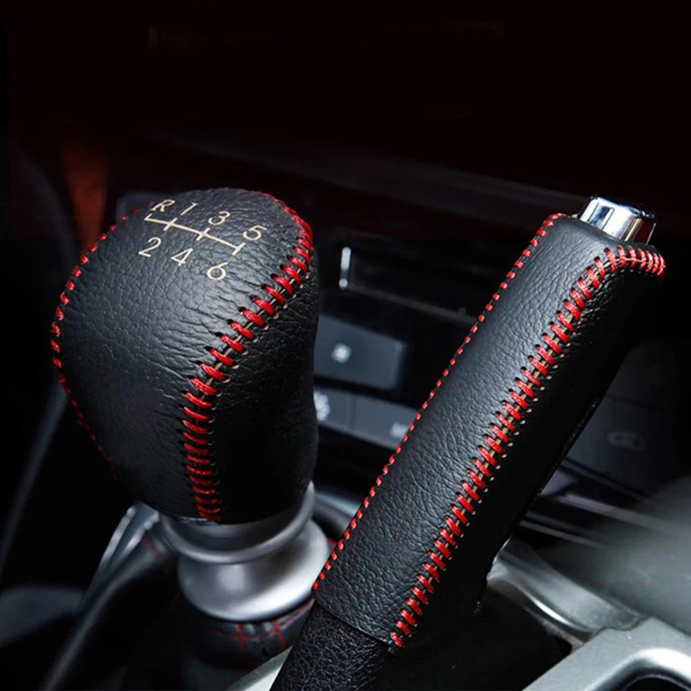 2 шт. аксессуары для Hyundai Creta ix25 2018 2019 кожаная крышка ручки переключения передач воротники чехол для ручного тормоза чехол PU