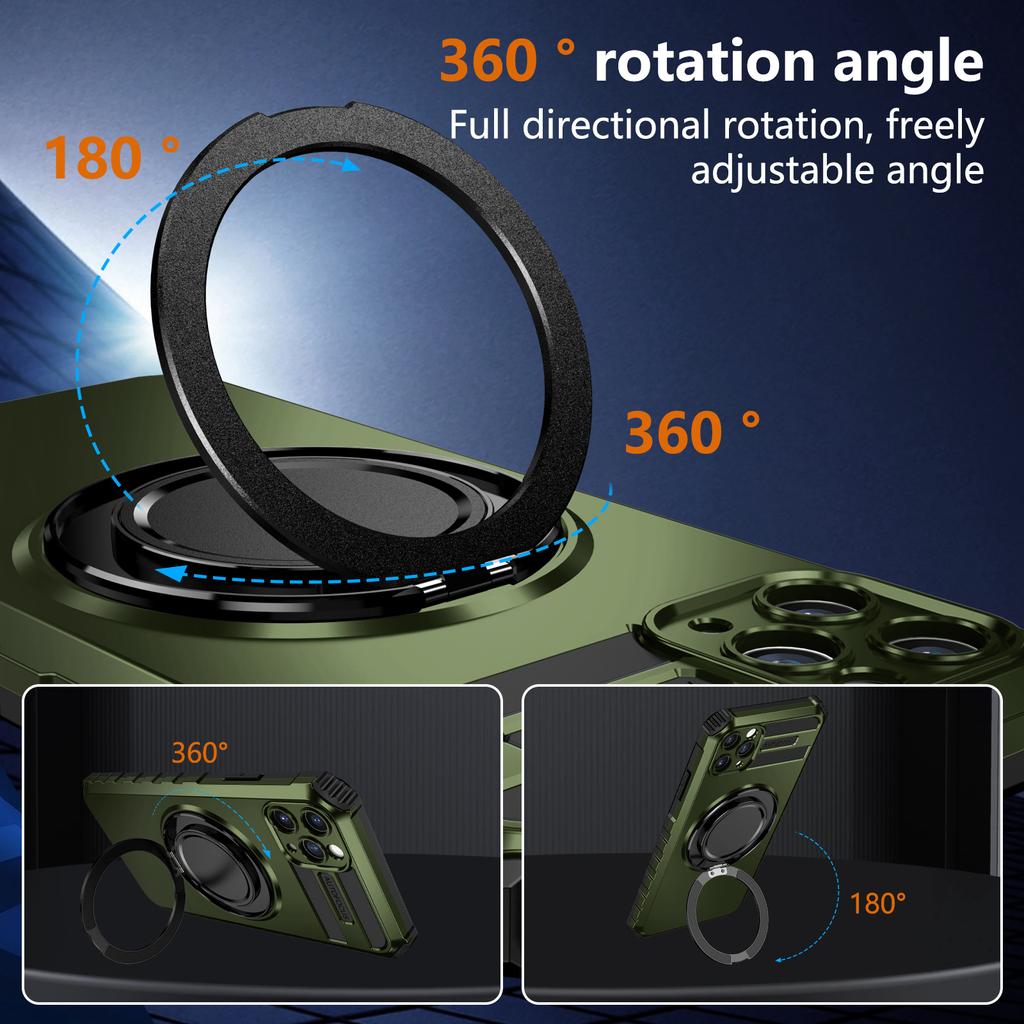 Чехол для iPhone 15 14 13 12 11 Pro Max с магнитным кольцом-держателем, защитные подставки Magsafe Len, полный зеркальный чехол, чехлы-подставки