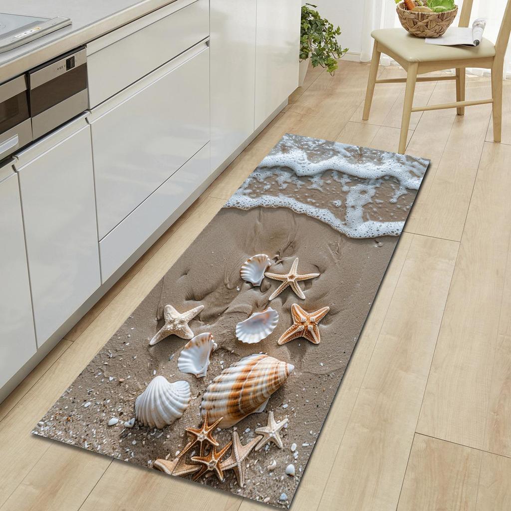 1Pcs Beach Soft Stones Pattern Floor Mat Modern Kitchen Polyester Rug Non-Slip Colorful Indoor Carpet, For Home Bathroom Bedroom Living Room Decor