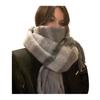 Women Scarf Plaid Pattern Cashmere Feel Plush Scarf with Tassel Decoration Travel Sweater Coat Accessory