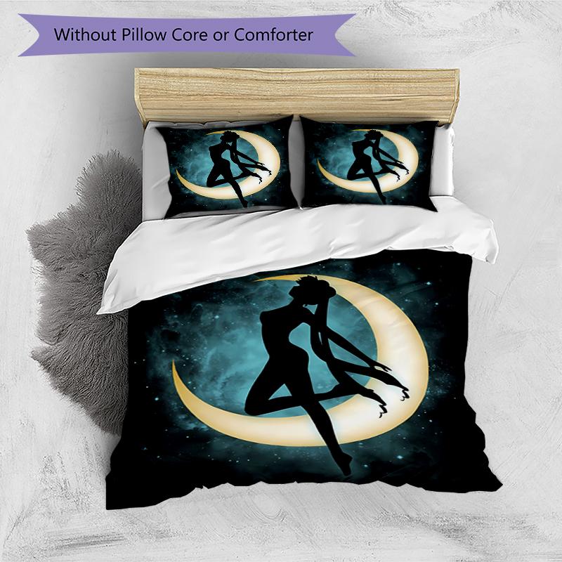 3pcs Sailor Moon pattern bedding set duvet cover set includes duvet cover &pillowcases, perfect all season bedroom decoration & gift