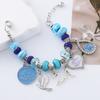 Premium Quality 6 Greek Zeta Amicae Inspired Charms Making Light Blue Tone Beaded Sorority 1948 ZA Friend Paraphernalia Bracelet