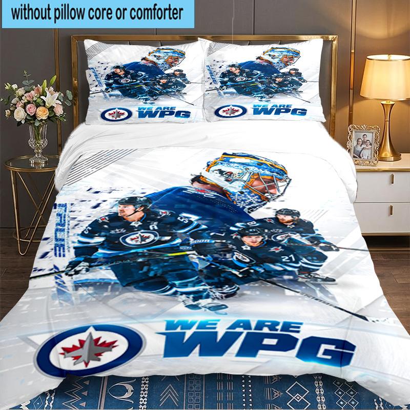 Winnipeg Crest Hockey 3PCS Bedding set,Ideal for 1pc Duvet Cover And 2pcs Pillowcases Perfect for Fan gift,Ideal for Bedroom, Dormitory