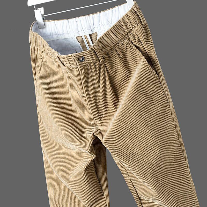 Autumn Thick Men's Double-pleated Trousers Large Size Slim-fit Corduroy Business Casual Pants