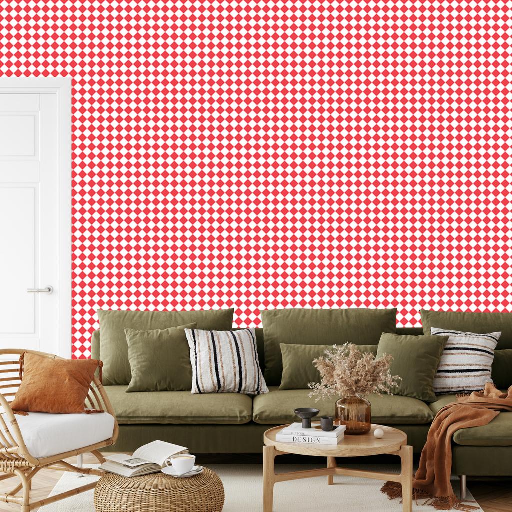 Wallpaper Geometric rhombuses coral and white, coral background 50x1000