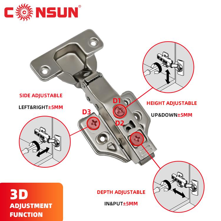 Stainless Steel 304 Hydraulic Buffer Soft Close Full Coverage 0 Crank Wardrobe Kitchen Cabinet Furniture Cabinet Hinge