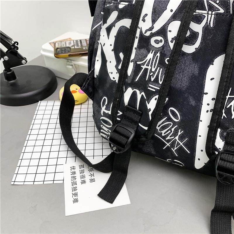 Модная школьная сумка Мужская Женская Рюкзак с граффити Большая вместимость Студенческий рюкзак KTY