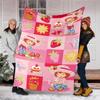 1pc Princess Strawberry4 Theme Blanket - Digital Print, Polyester, Cozy for All Seasons, Perfect for Outdoor, and Travel