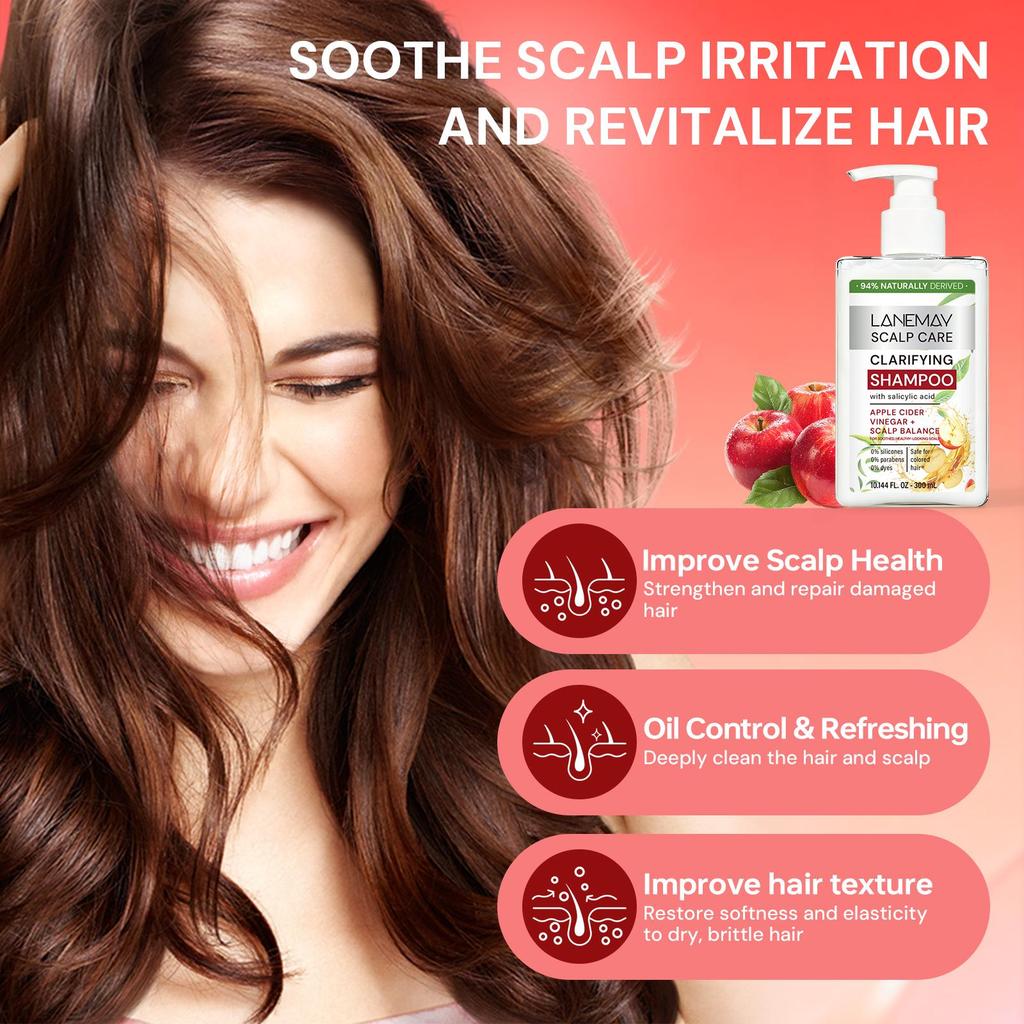 Clarifying Shampoo-Oil Control & Refreshing-Improve Scalp Health-Soothe Irritated Scalp-Suitable For All Hair Types, 300ml