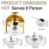 6QT Stainless Steel Chafing Dish for Buffet, Round Food Warmer with Visible Glass Lid