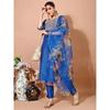 Indian Women Art Silk Kurta Pant Dupatta Set Bollywood Party Wear Tunic Kurti VF-20151
