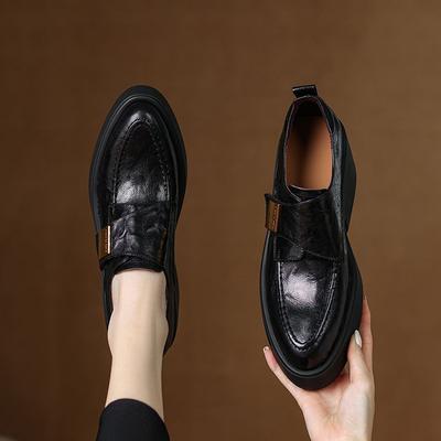 Британский стиль платформа овчина туфли на высоком каблуке женские 2025 весна новые подошва маффин танкетка кожа лоферы с глубоким вырезом