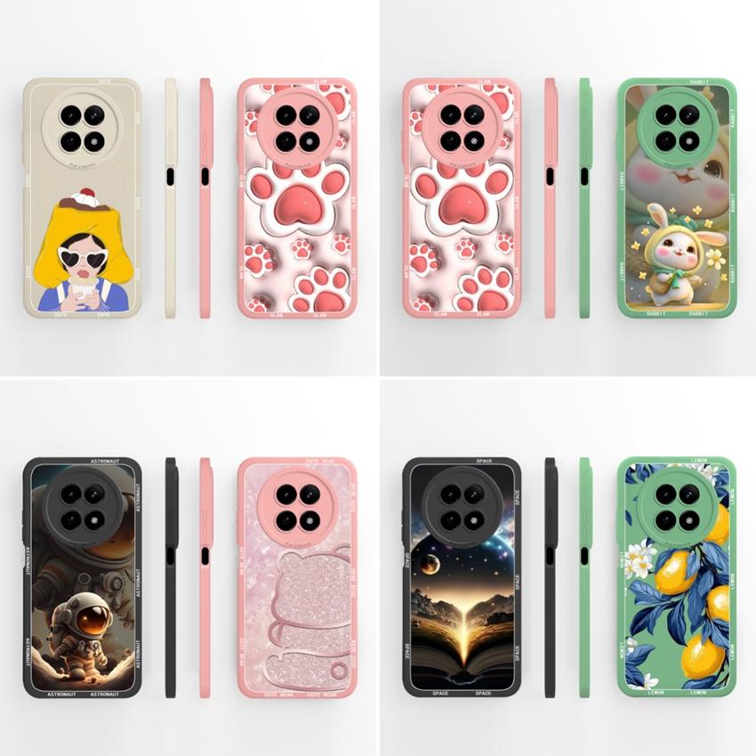 Чехол для Oppo Realme 12 13 14 P1 P2 Pro 14T 12X Сумки для телефона Милые узоры с медвежьими лапками Жидкий силикон Улучшенный пыленепроницаемый защитный чехол для корпуса Oppo