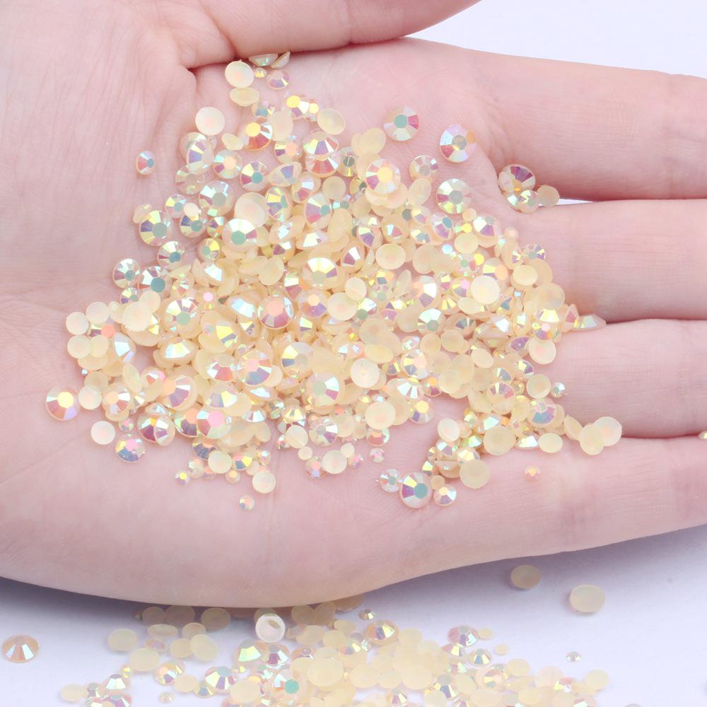 Multi-Color AB Jelly Resin Rhinestones, 2-6mm, 1000 Pcs, Flat Back for Nail Art