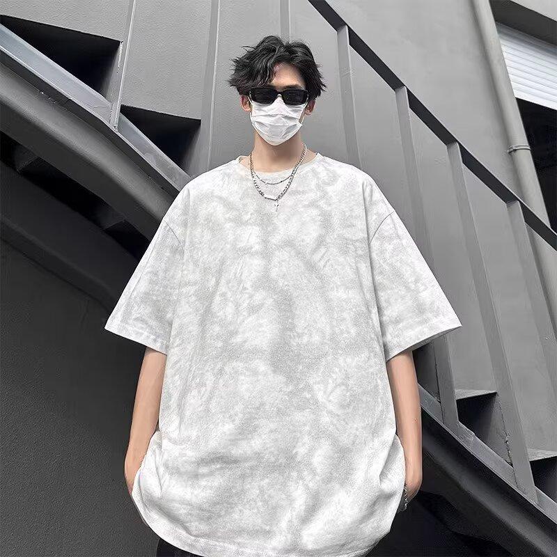 Футболка с коротким рукавом, мужская модная брендовая летняя свободная футболка с коротким рукавом 2025 года, новинка в Интернете, модная простая принтованная футболка