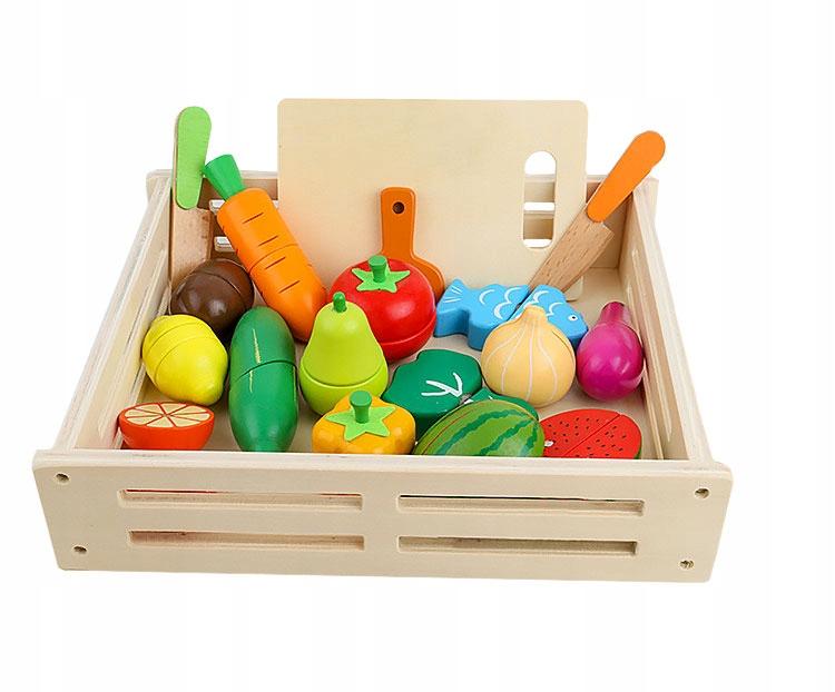 Wooden Fruit and Vegetable Chopping Box for Children' Kitchen