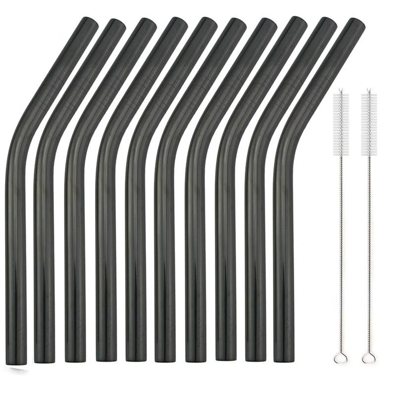 10 шт. 12*215 мм цветные трубочки для питья из нержавеющей стали 304 многоразовые металлические трубочки для бара Boba Bubble Tea молочные коктейли трубки