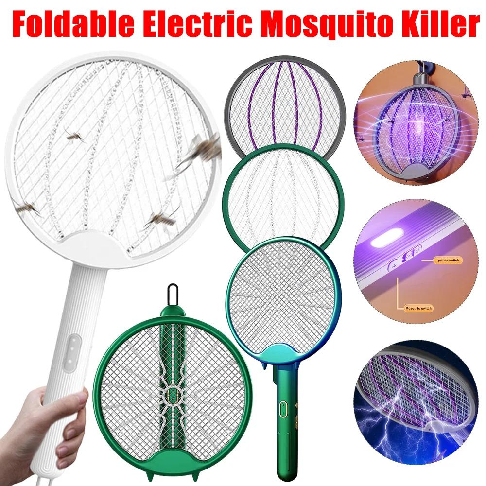 Foldable Bug Zapper Racket Rechargeable Mosquito Swatter Fly Killer and Mosquito Trap Lamp for Indoor and Outdoor