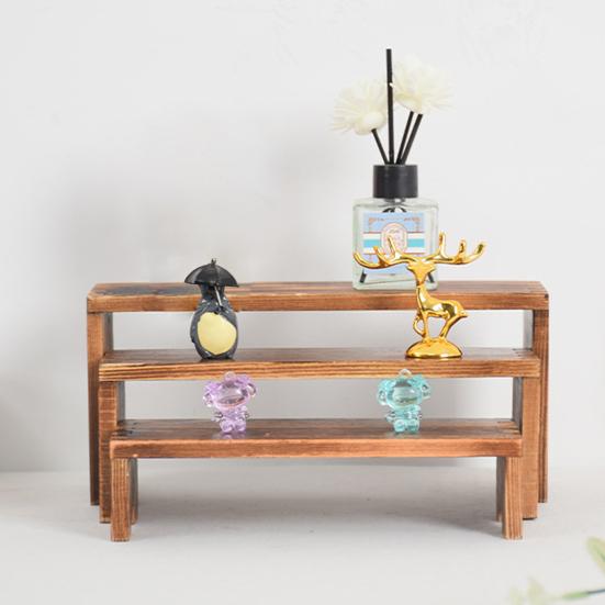3-Piece Display Stand Wood Risers Rustic Display Risers Combination Type Display Stand