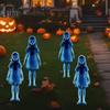 Halloween Spooky Metal Signs Ghosts Stake Scary Glowing Little Girl Iron Stake for Outdoor Yard Patio Garden Party Decoration