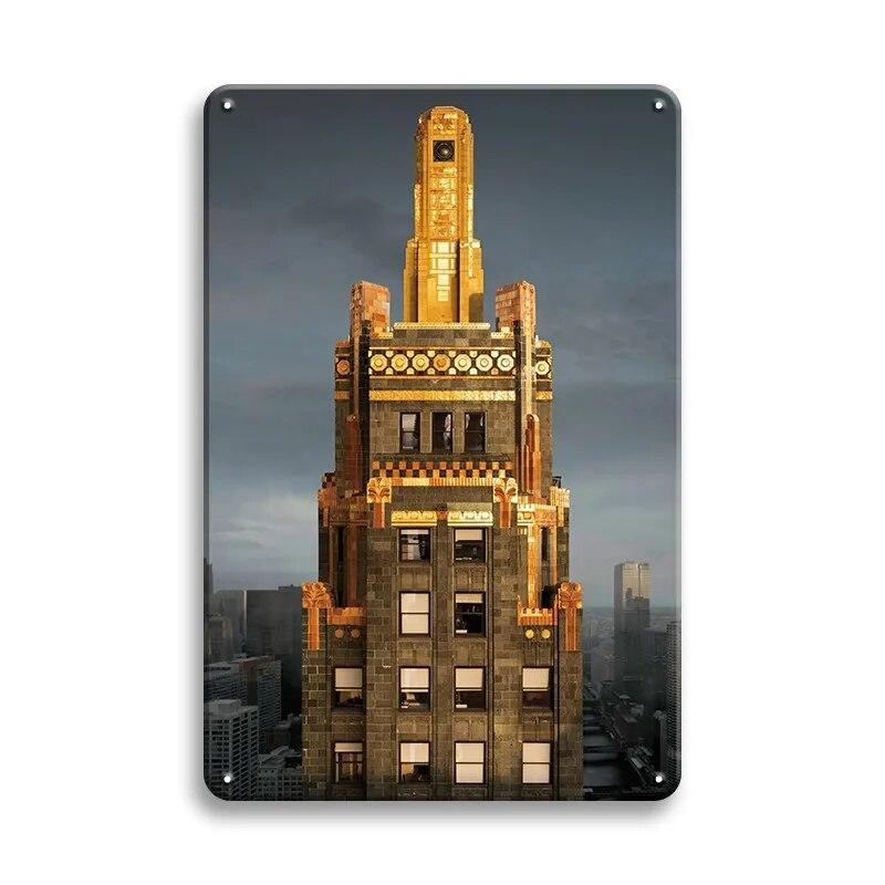 Beautiful City Landmarks Retro Posters Paris Dubai Building View Metal Tin Sign Living Room Bedroom Home Decorative Art Painting