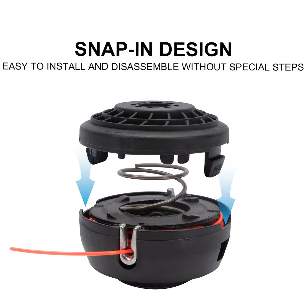 Двойная резьбовая головка M10 x 1,25 мм с левой резьбой и резьбой 2,4 мм x 15 м для сменной катушки с нитью для триммера и кустореза