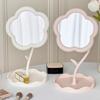 Flower Desk Makeup Mirror with Storage Tray 360 Degrees Rotation Desktop Vanity Mirror Multi-purpose