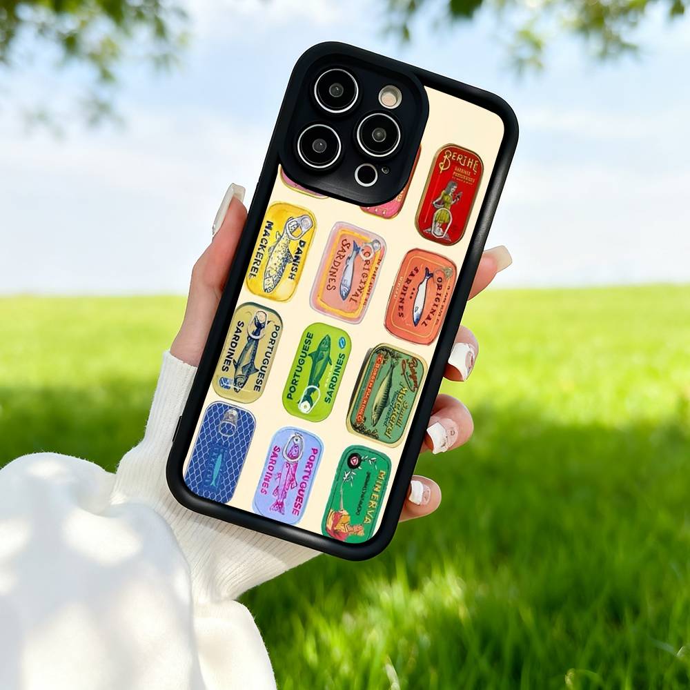 Чехол для телефона с сардинами для iPhone 13 Чехол для iPhone 11 15 17 12 14 16 Pro Max 16e Ударопрочный силиконовый чехол Мягкий