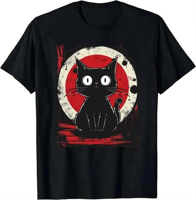 Каваи Кошка Японская Черная Аниме Кошка Футболка Футболка Каваи Одежда Рубашки для Женщин Топы Графические Футболки Camisetas 70282