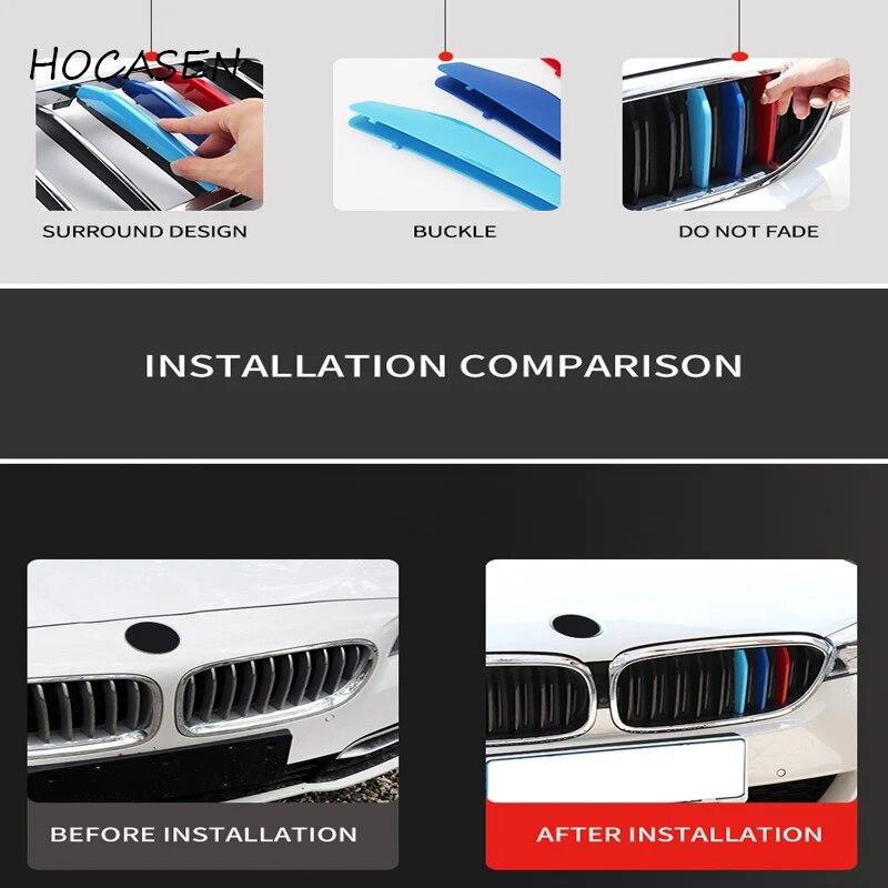 3pcs Car-Styling 3D M Front Grille Trim Bumper Cover Strips Stickers for BMW X3 X4 Series G01 2018- External Decoration