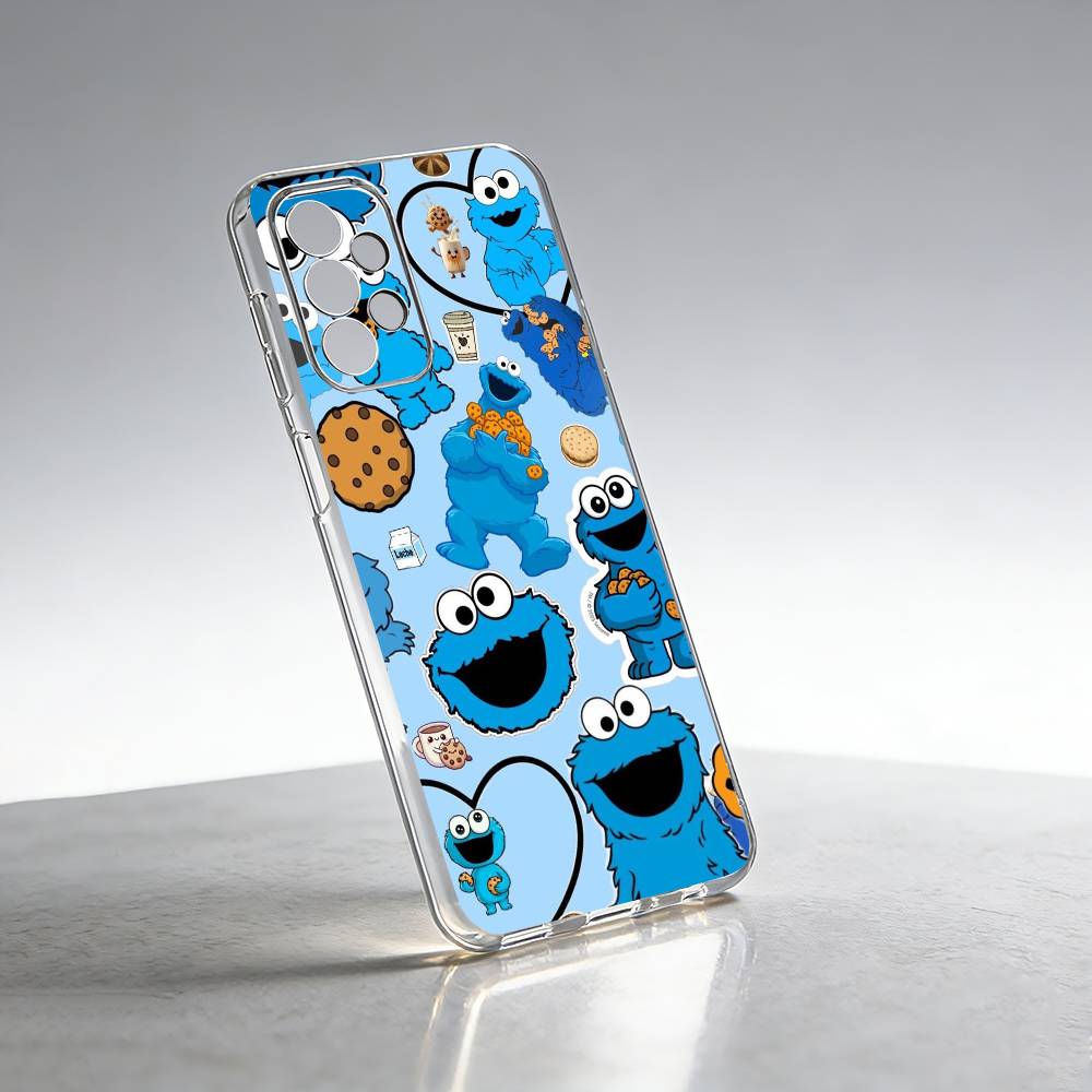 Cartoon S-Sesame S-Street Cookie Phone Case For Samsung S25,S24,S21,S22,S23,S30,Ultra,S20,Plus,Fe Transparent Cover