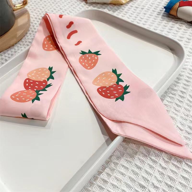 Маленький белый и нежно-зеленый шелковый шарф для женщин, тонкая лента, повязка на голову, резинка для волос, украшение для сумки, длинный