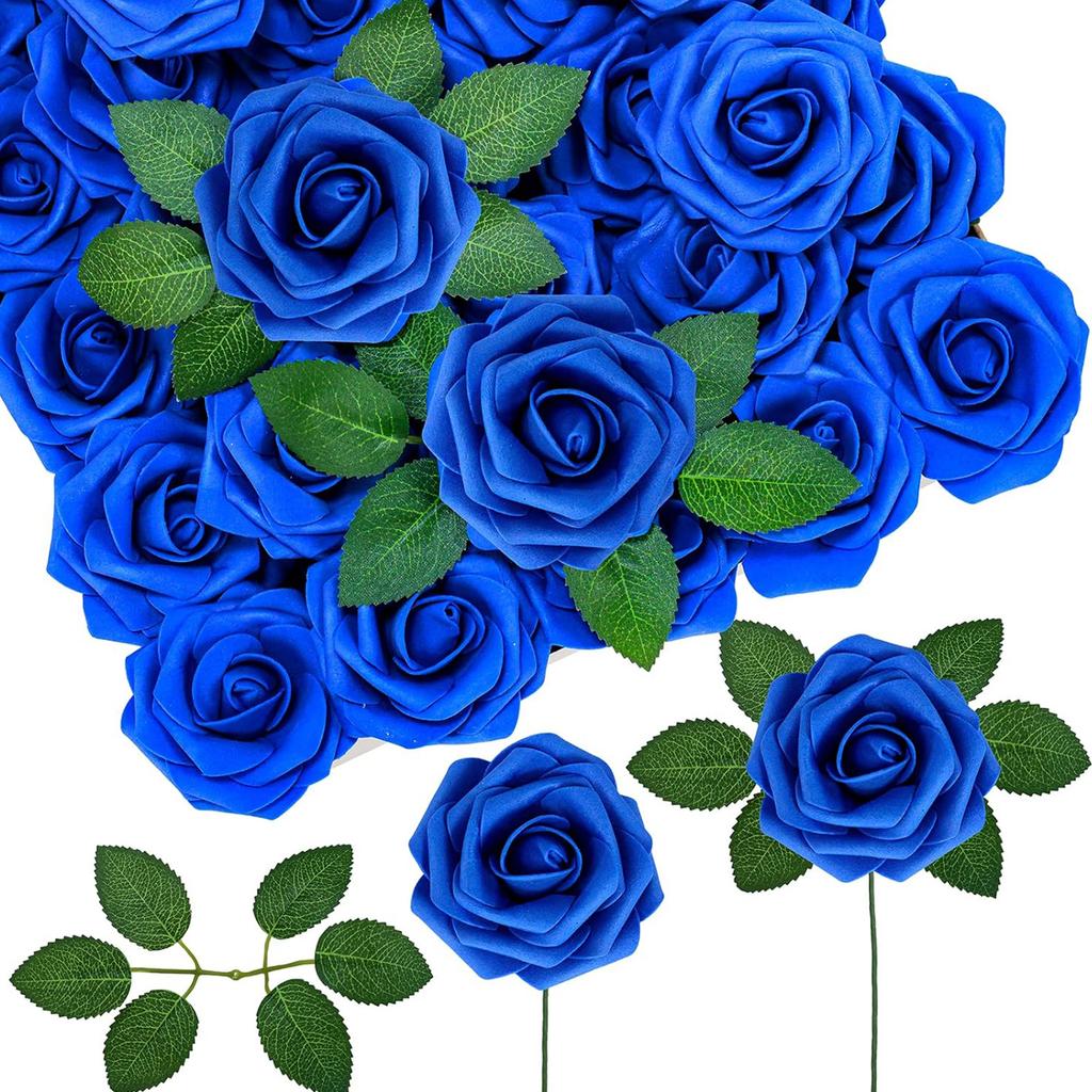 Роза из пенопласта с листом Искусственные цветы Фестиваль Свадьба Букеты невесты DIY Подарки Венок Дом Открытый сад Вечеринка Украшение стола