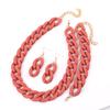 Acrylic Chunky Chain Necklace for Women Bohemain Chains Choker Earrings Bracelet Jewelry Set