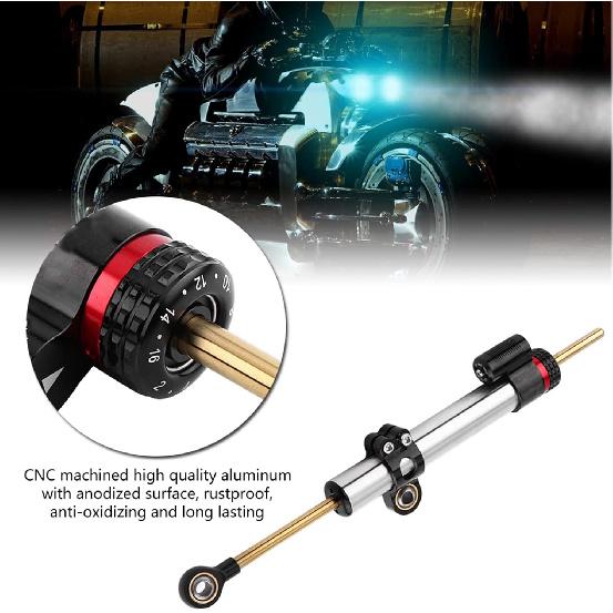 Motorcycle Steering Damper, Aluminum Universal Motorcycle Steering Damper Stabilizer for MT10 MT 07 MT09 Long Type