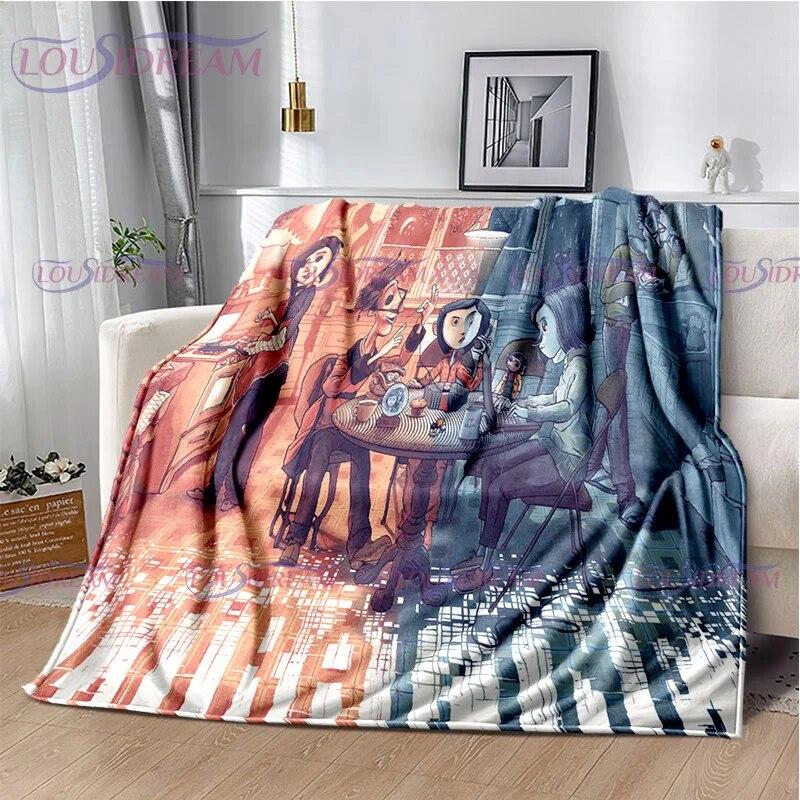 Одеяло в готическом стиле с анимационным принтом коралины, детское одеяло, семейное одеяло для сна, дивана, кровати, теплое одеяло, мягкое покрывало