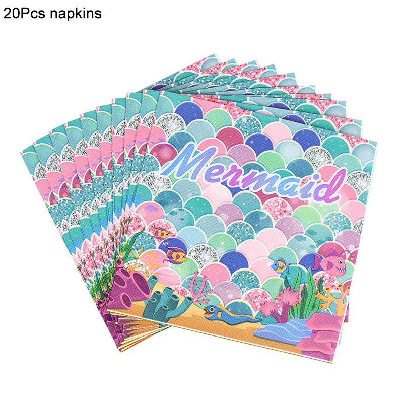 Набор одноразовой посуды «Русалочка» Бумажные тарелки для чашек на тему «Русалочка» Для детей и девочек Украшения для вечеринок на день рождения Под водой