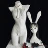 Hot Erotic Original Sexy Cute Bunny Girl Cosplay White Faux Leather Zipper Jumpsuit Backless Halloween Temptation Anime Lingerie