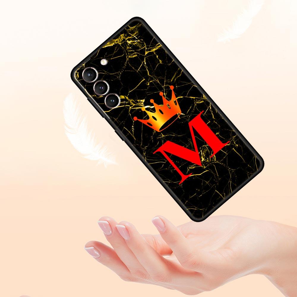 Marble Letter Phone Case For Samsung Galaxy S26 Ultra S25 Plus S24 FE S23 S22 5G S21 S20 Cover Black Soft