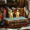 Рождественские ангелы Набор из 2 фигурок, Золотой декор рождественских ангелов, Рождественские украшения Маленькие статуэтки ангелов, Подарки ангелов-целителей
