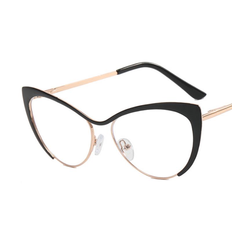 Triangular Cat Eye Clear Lens Glasses Myopia Nerd Spectacles Degree -0.5 -1.0 -2.0 To -6.0 Metal Frame Hyperopia +0.5 To +6.0