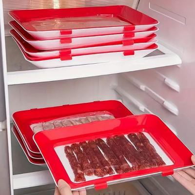 2 шт. Поднос для еды, штабелируемый дизайн, поднос для хранения продуктов с эластичной крышкой, можно мыть в посудомоечной машине, поднос для хранения овощей