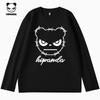Hello Hipanda Panda Pure Cotton Trendy Brand Personalized Base Shirt Long-Sleeved Round Neck T-Shirt