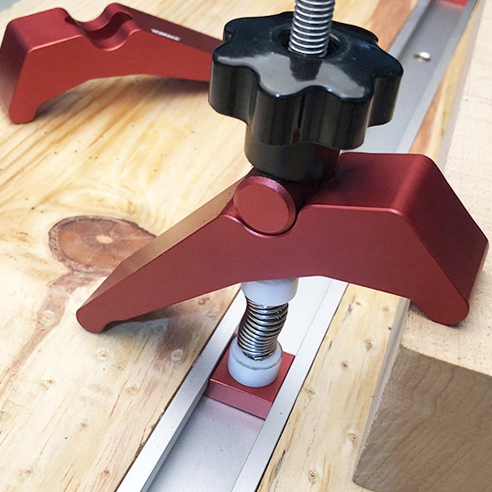 Aluminum Alloy Quick Acting Hold Down Clamp T slot T track Clamp Set Woodworking Tools