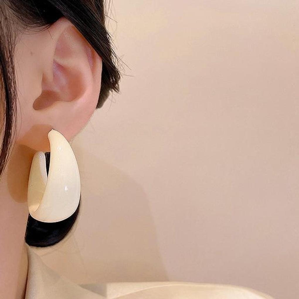 Women's Daily Orange Ivory Silver Needle Earrings