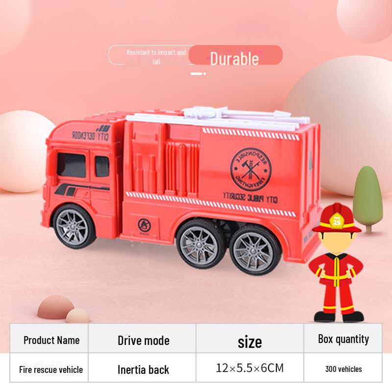 Boys' Sanitation & Fire Truck Toy Set: Inertia-Powered Garbage & Engineering Vehicles